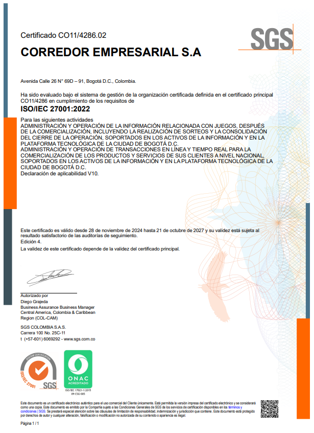 Certificado ISO 27001