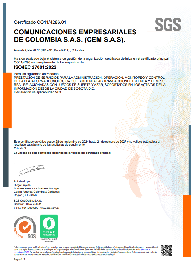 Certificado ISO 27001